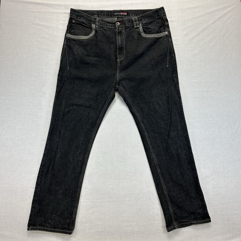 Coogi Australia Jeans Mens 44x34 Black Casual Denim Y2K Straight Leg Dark Wash